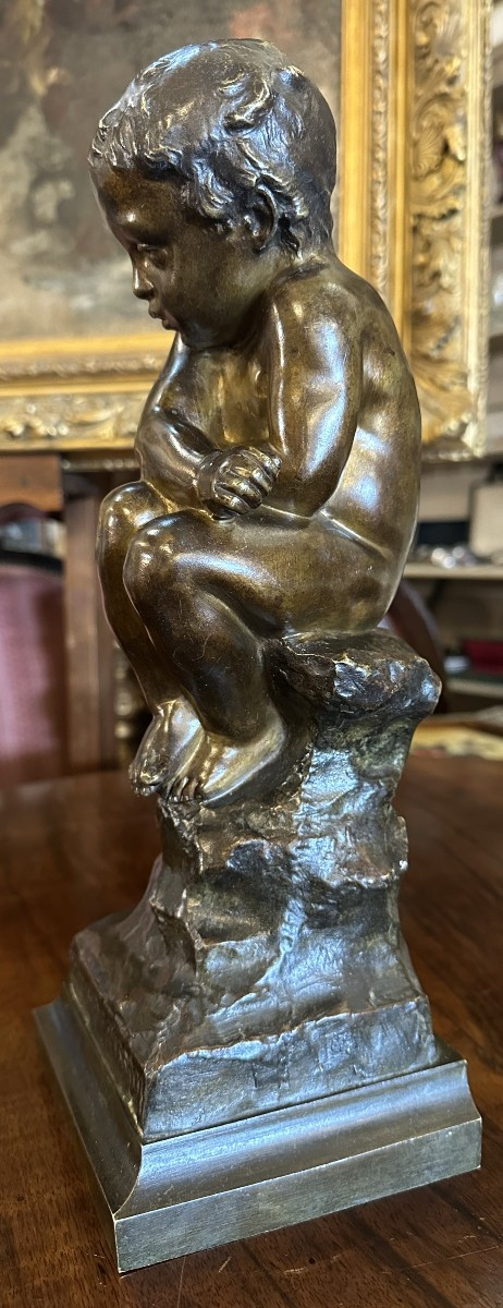 Bronze Sculpture With Two Patinas "first Thrill" By Marioton 1906 Pallier Foundryman-photo-4