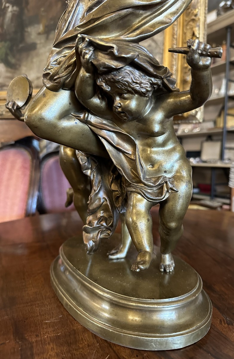 Importante Sculpture Bronze  La Danse Par Albert- Ernest De Carrier Belleuse XIXème-photo-4
