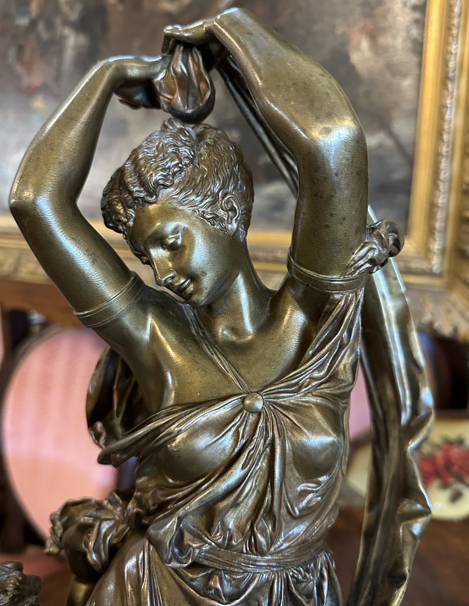 Importante Sculpture Bronze  La Danse Par Albert- Ernest De Carrier Belleuse XIXème-photo-5