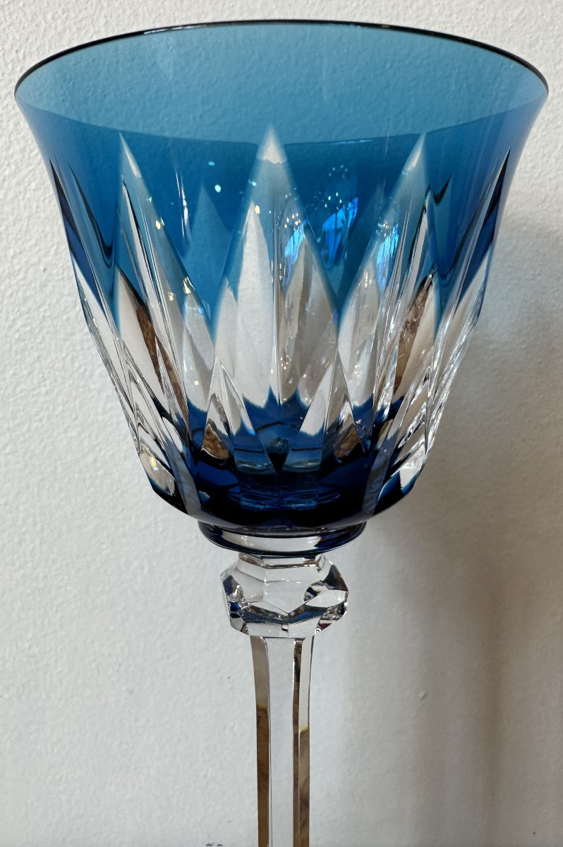 6 Verres En Cristal De Couleur à Vin Du Rhin Roemer Modèle Provence Cristallerie De Saint Louis-photo-3
