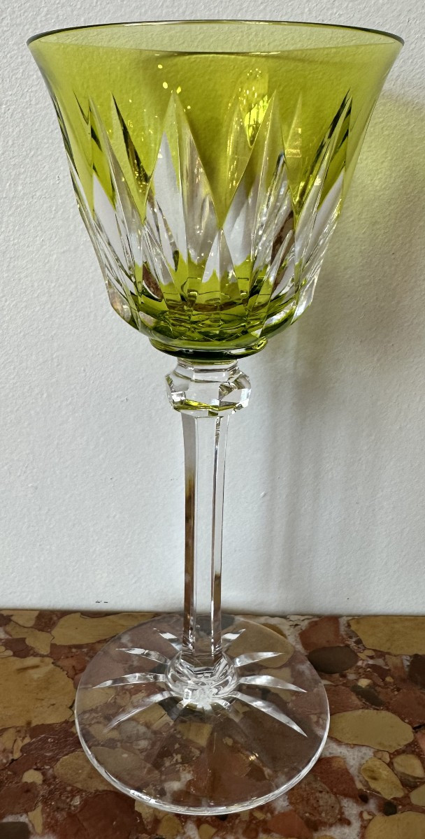 6 Verres En Cristal De Couleur à Vin Du Rhin Roemer Modèle Provence Cristallerie De Saint Louis-photo-2