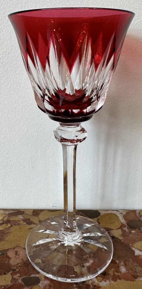 6 Verres En Cristal De Couleur à Vin Du Rhin Roemer Modèle Provence Cristallerie De Saint Louis-photo-4
