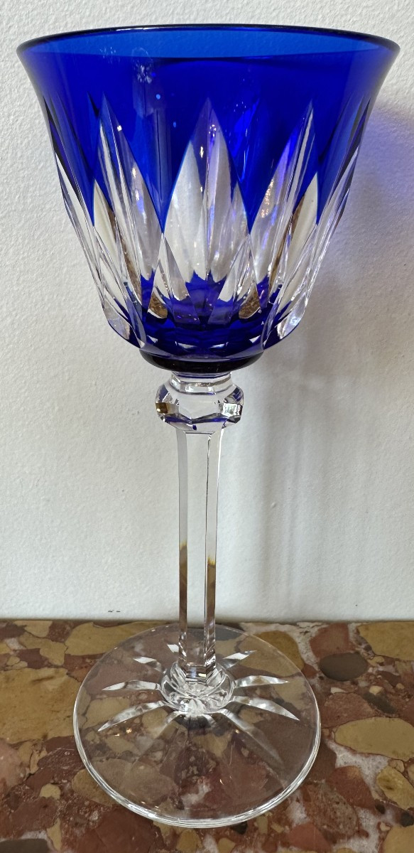 6 Verres En Cristal De Couleur à Vin Du Rhin Roemer Modèle Provence Cristallerie De Saint Louis-photo-5