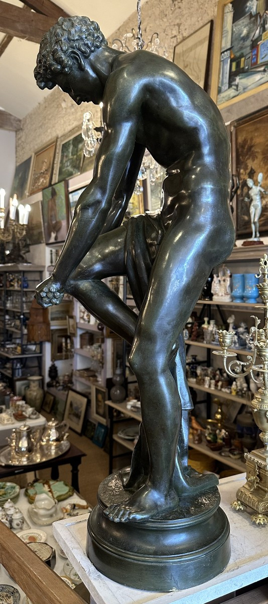 Large Bronze Sculpture The Woodcutter From La Fontaine's Fable By Louis Chambard 19th Century 88 Cm-photo-4