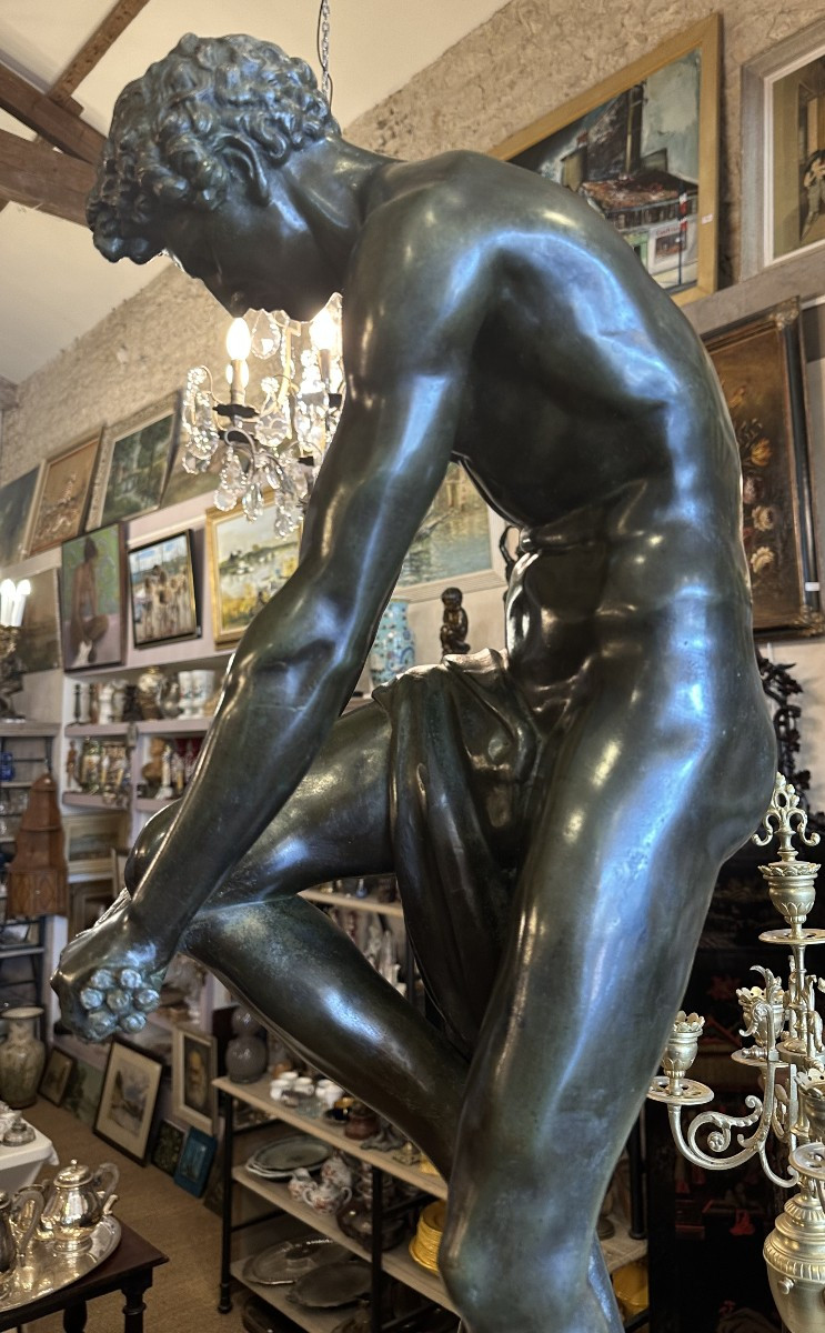 Large Bronze Sculpture The Woodcutter From La Fontaine's Fable By Louis Chambard 19th Century 88 Cm-photo-3