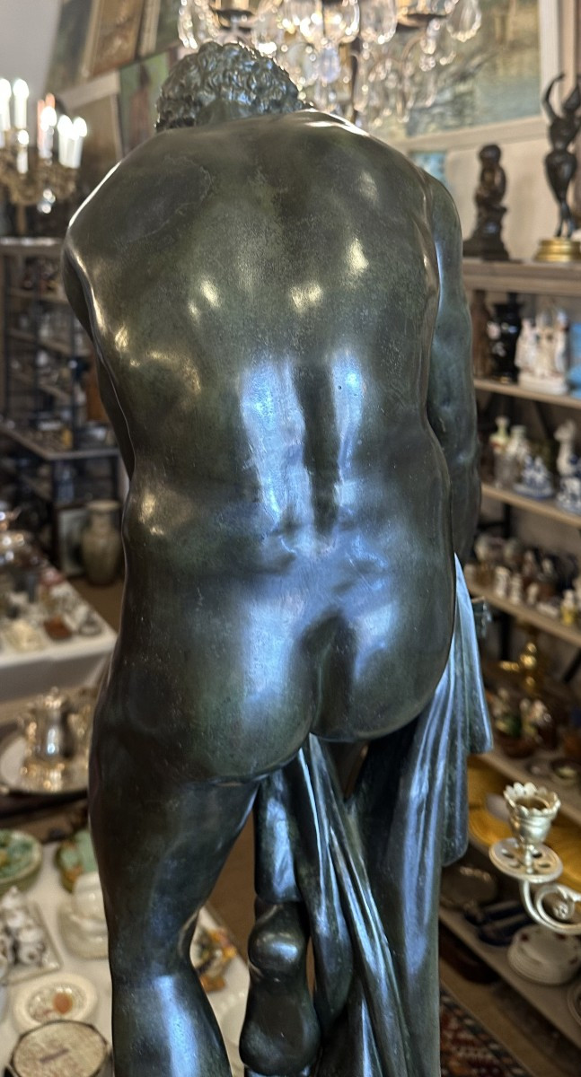 Large Bronze Sculpture The Woodcutter From La Fontaine's Fable By Louis Chambard 19th Century 88 Cm-photo-5