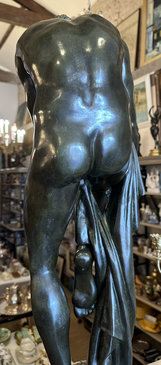 Large Bronze Sculpture The Woodcutter From La Fontaine's Fable By Louis Chambard 19th Century 88 Cm-photo-6