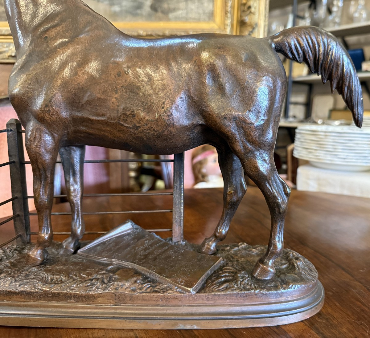 Sculpture Bronze Cheval Bonne Chance Des Poulinières Célèbres Par Pierre Lenordez XIXème-photo-4