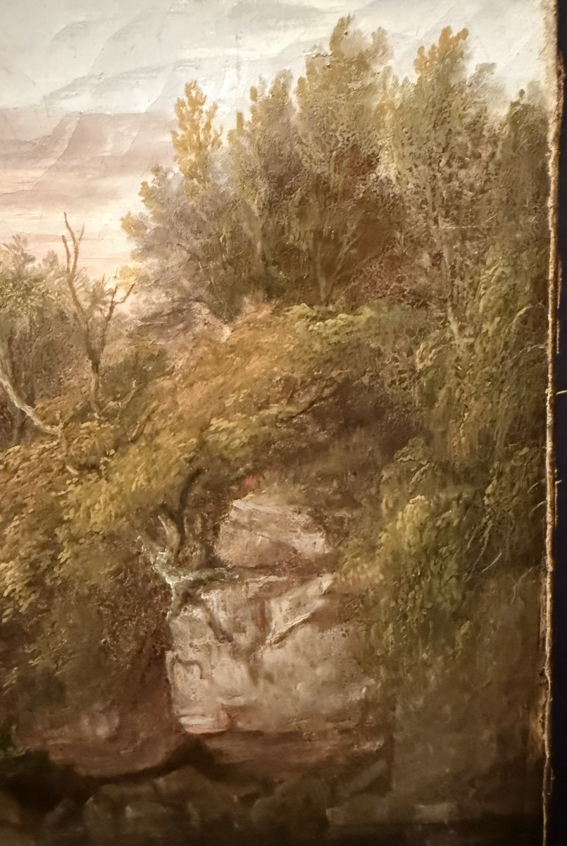 Tableau Vaches S'abreuvant à La Rivière Époque Restauration Vers 1830-photo-6
