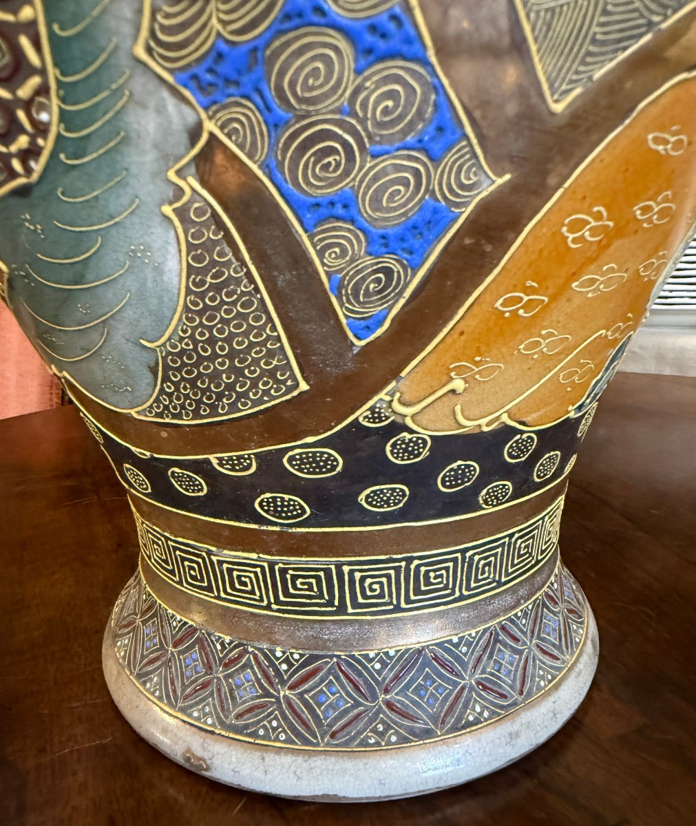 Japon grande paire de vases en faïence de Satsuma 56 cm époque Meiji fin XIXème-photo-6