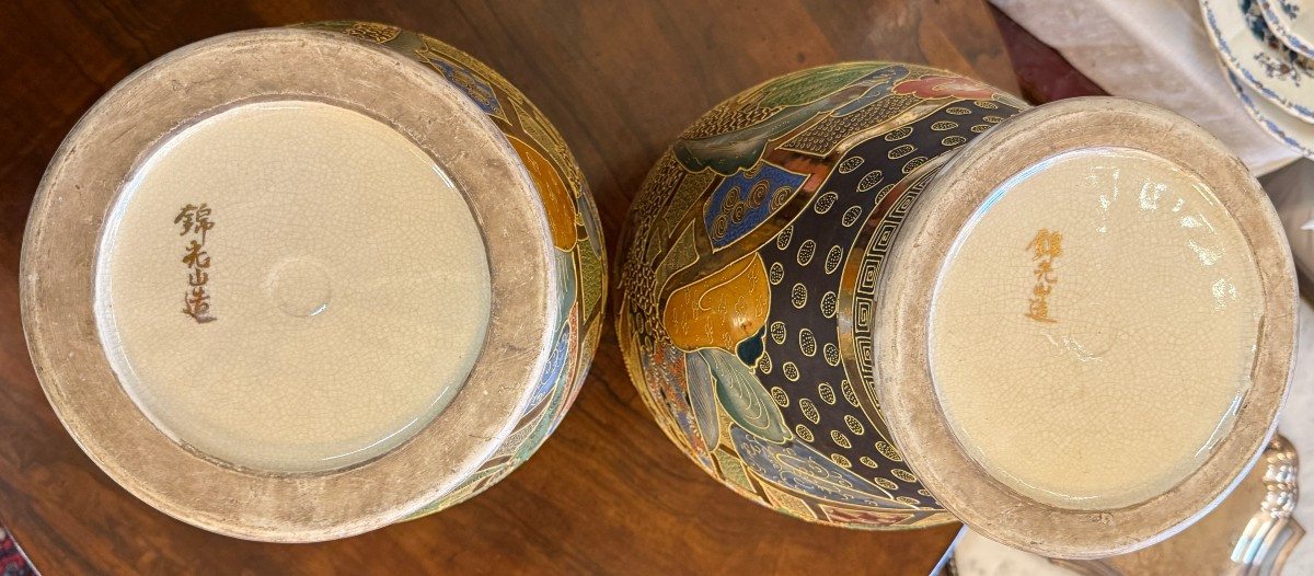 Japon grande paire de vases en faïence de Satsuma 56 cm époque Meiji fin XIXème-photo-8