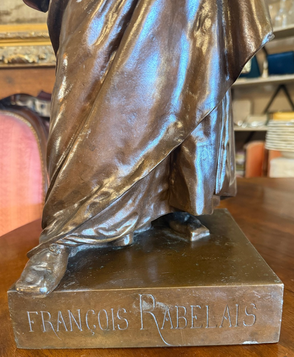 Important Bronze Sculpture Of Rabelais By Henry Dumaige émile Colin Founder 19th Century-photo-4