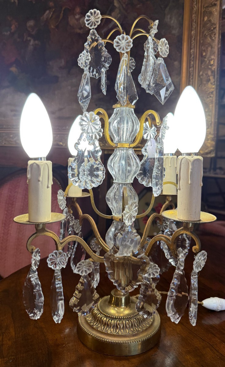 Pair Of Four-light Gilt Bronze Candelabra Decorated With Tassels, Mid-20th Century-photo-7