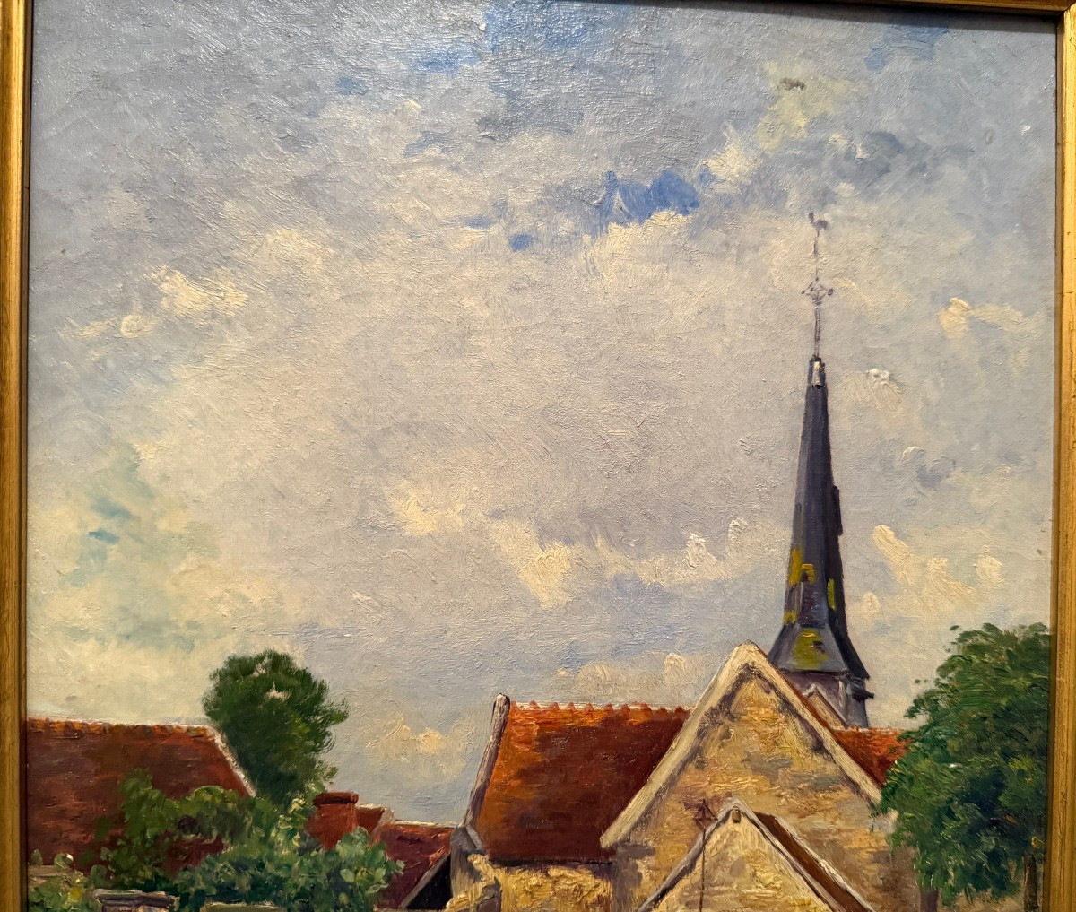 Tableau l'église de Gommecourt par Jacques Henri DELPY début XXème-photo-4
