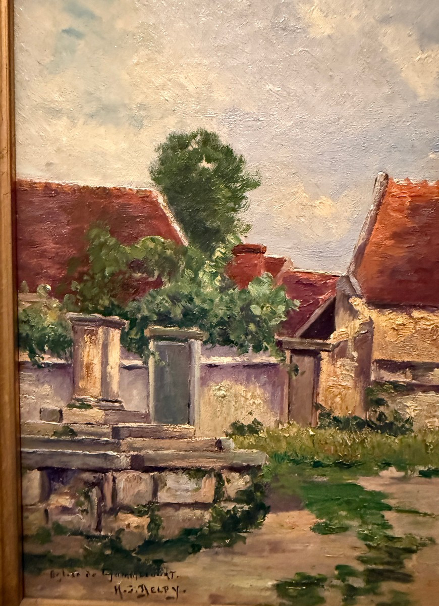 Tableau l'église de Gommecourt par Jacques Henri DELPY début XXème-photo-5