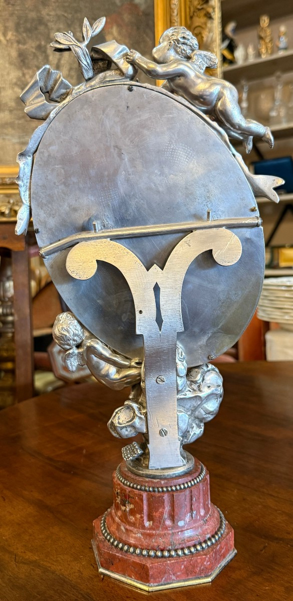 Silver-plated Bronze Psyche Mirror With Cupids By Louis Kley, Napoleon III Period-photo-4