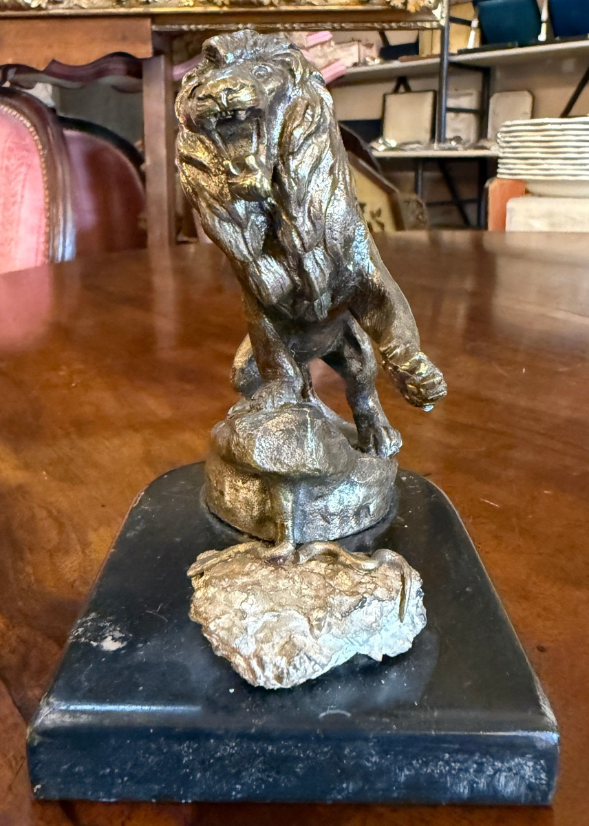 Sculpture bronze lion Peugeot tuant un serpent par  Maurice MARX-photo-2