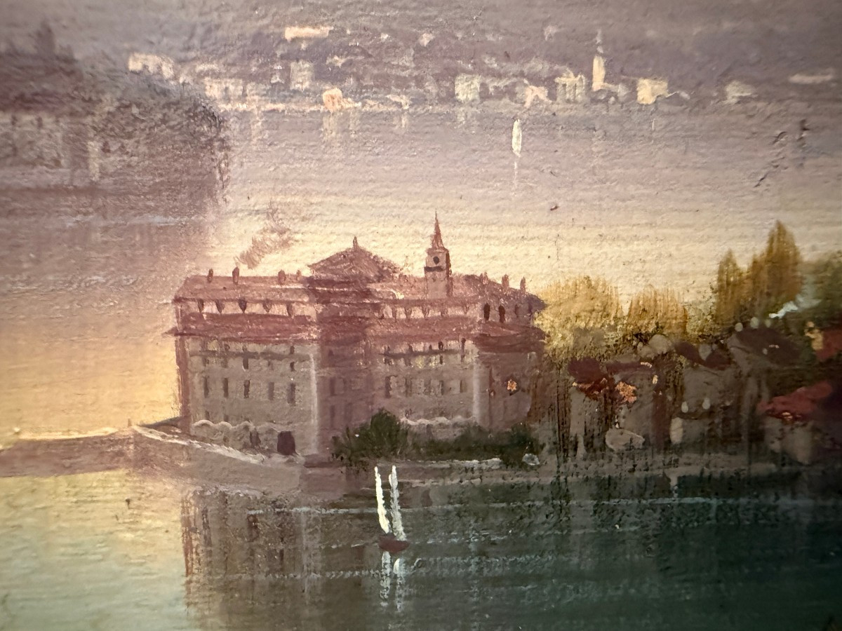 Small Painting Of Isola Bella, Lake Maggiore, Italy By Hubert Sattler, 19th Century-photo-5