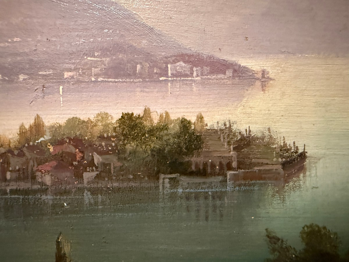 Small Painting Of Isola Bella, Lake Maggiore, Italy By Hubert Sattler, 19th Century-photo-6