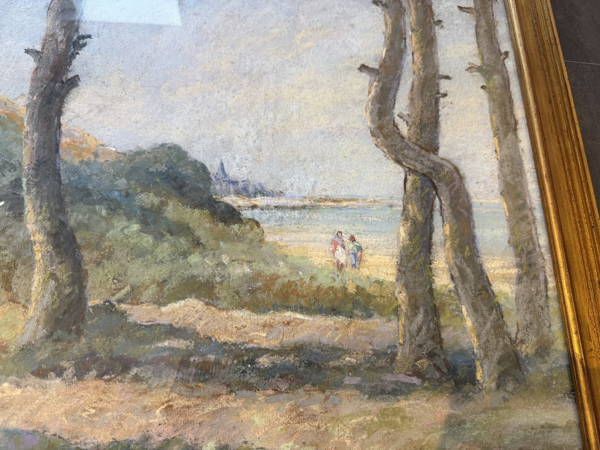 Very Large Pastel Of The Wild Coast Royan  By Camille Mériot In Rochefort-photo-2