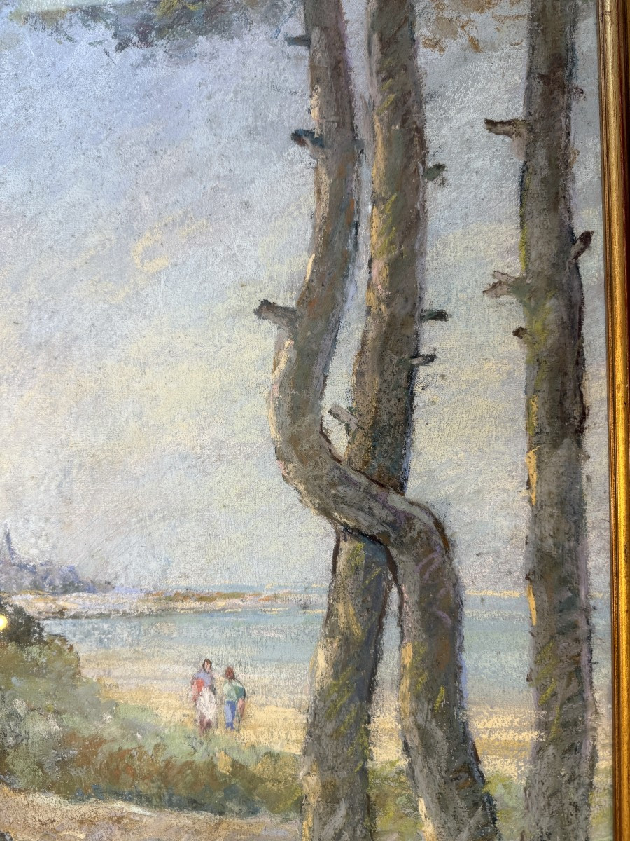 Very Large Pastel Of The Wild Coast Royan  By Camille Mériot In Rochefort-photo-5