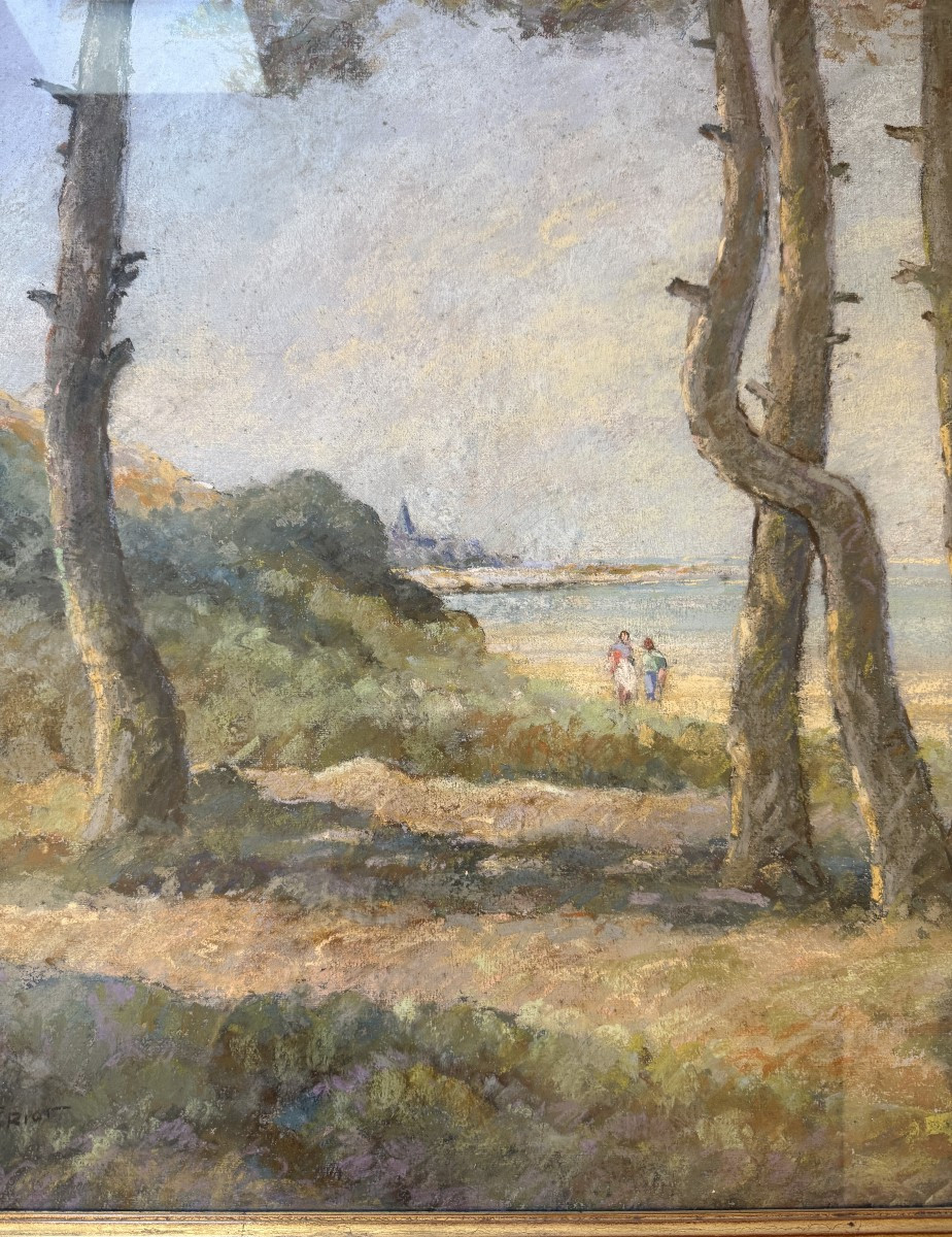Very Large Pastel Of The Wild Coast Royan  By Camille Mériot In Rochefort-photo-6