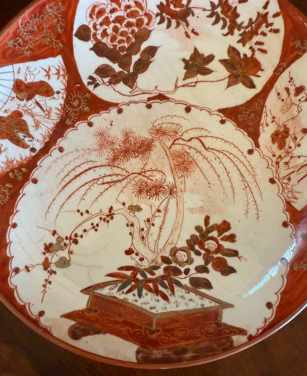 Kutani Porcelain Bonsai Plate From Japan, Meiji Period, Late 19th Century-photo-2