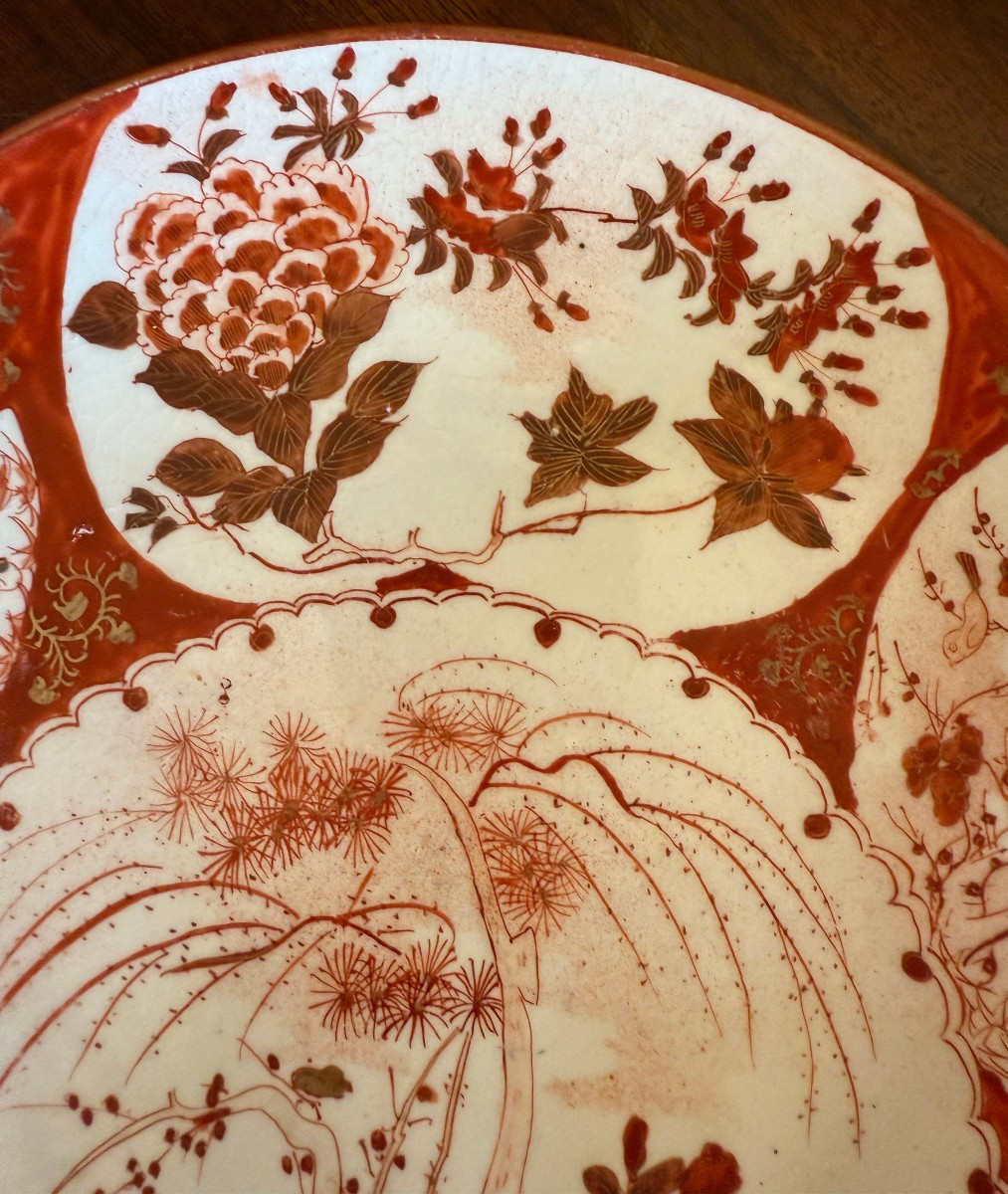 Kutani Porcelain Bonsai Plate From Japan, Meiji Period, Late 19th Century-photo-4