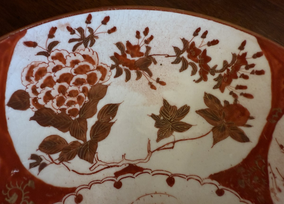 Kutani Porcelain Bonsai Plate From Japan, Meiji Period, Late 19th Century-photo-2