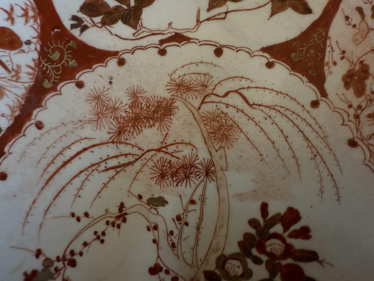 Kutani Porcelain Bonsai Plate From Japan, Meiji Period, Late 19th Century-photo-3