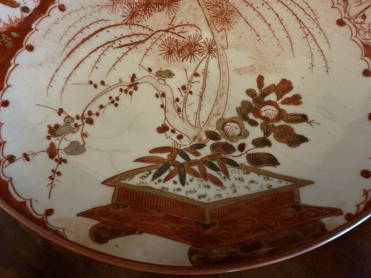Kutani Porcelain Bonsai Plate From Japan, Meiji Period, Late 19th Century-photo-4
