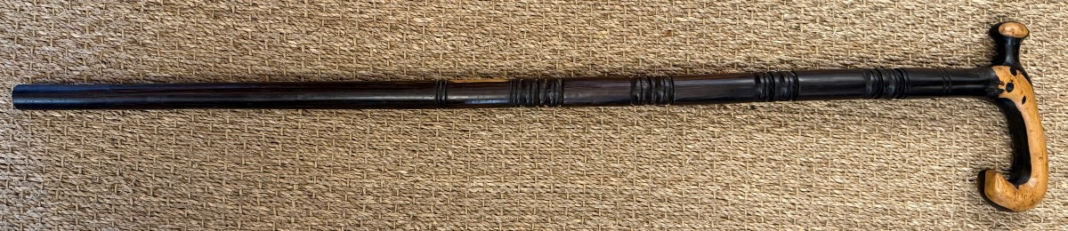 Captain's Cane In Guaiac Wood, 19th Century Port Work-photo-2