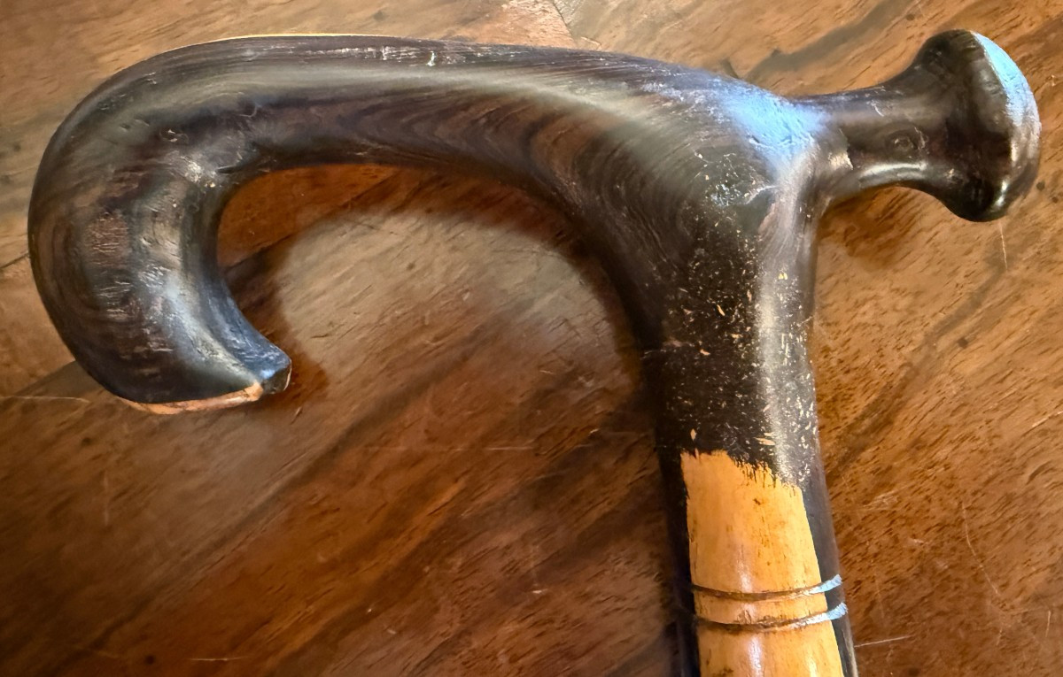 Captain's Cane In Guaiac Wood, 19th Century Port Work-photo-4