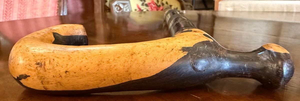 Captain's Cane In Guaiac Wood, 19th Century Port Work-photo-1