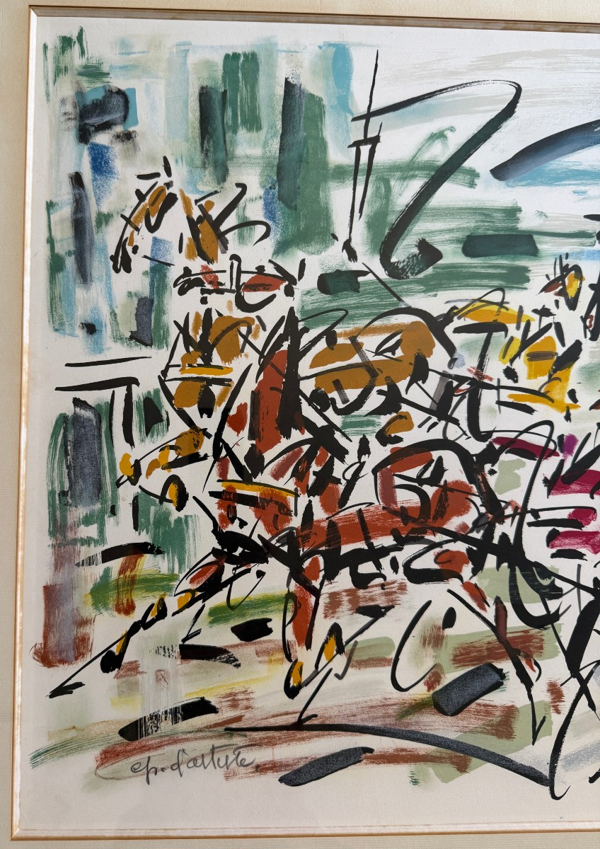 Gen Paul grande lithographie couleur les sulkys épreuve d'artiste 1974-photo-3