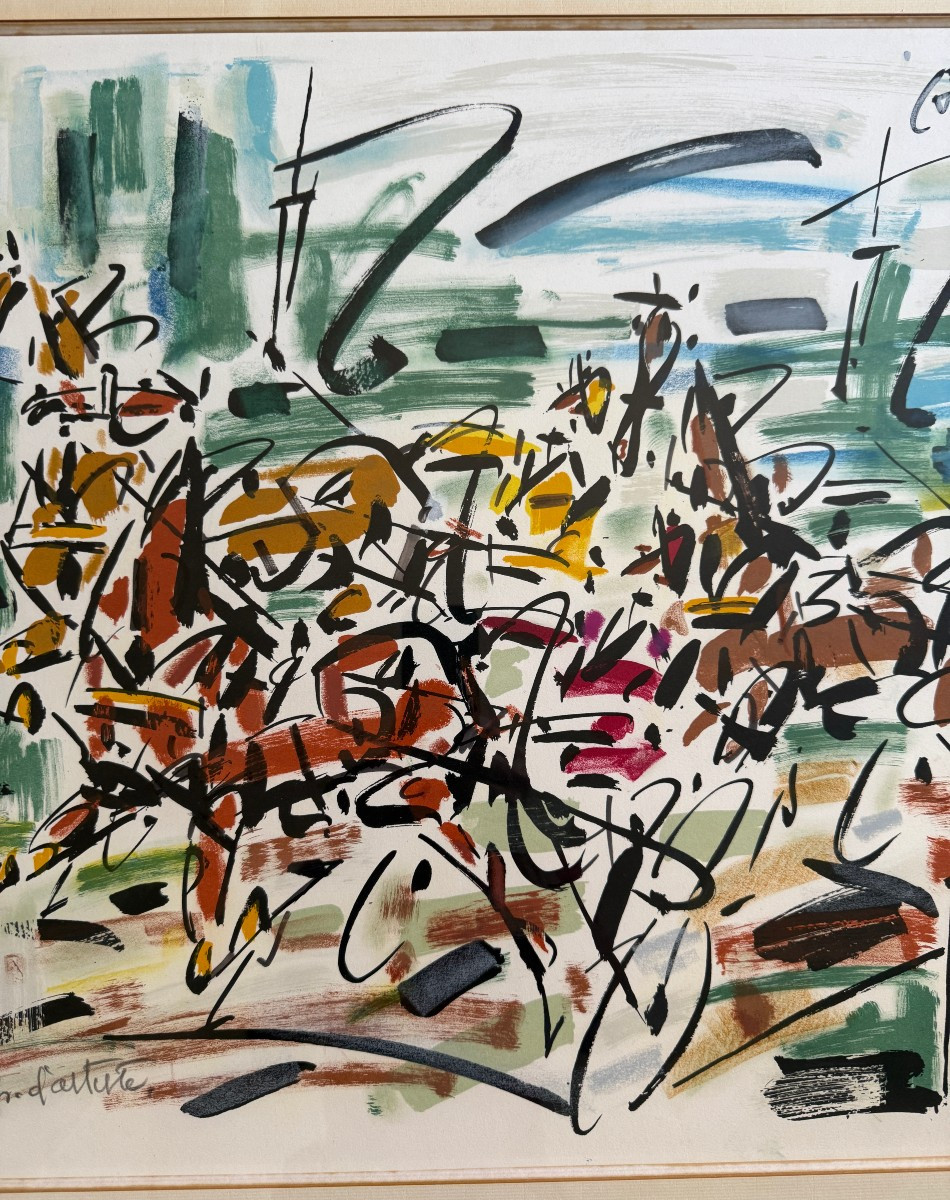 Gen Paul grande lithographie couleur les sulkys épreuve d'artiste 1974-photo-4