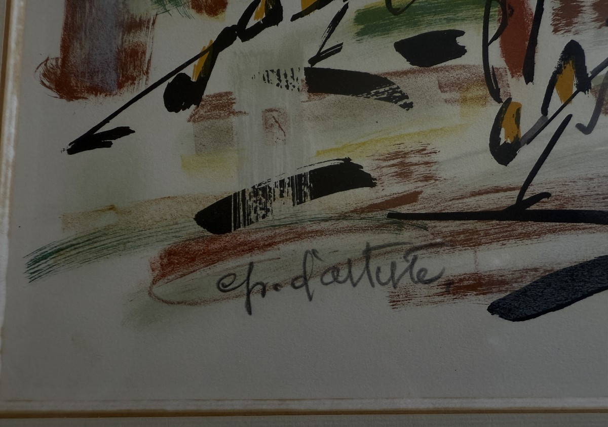 Gen Paul grande lithographie couleur les sulkys épreuve d'artiste 1974-photo-6