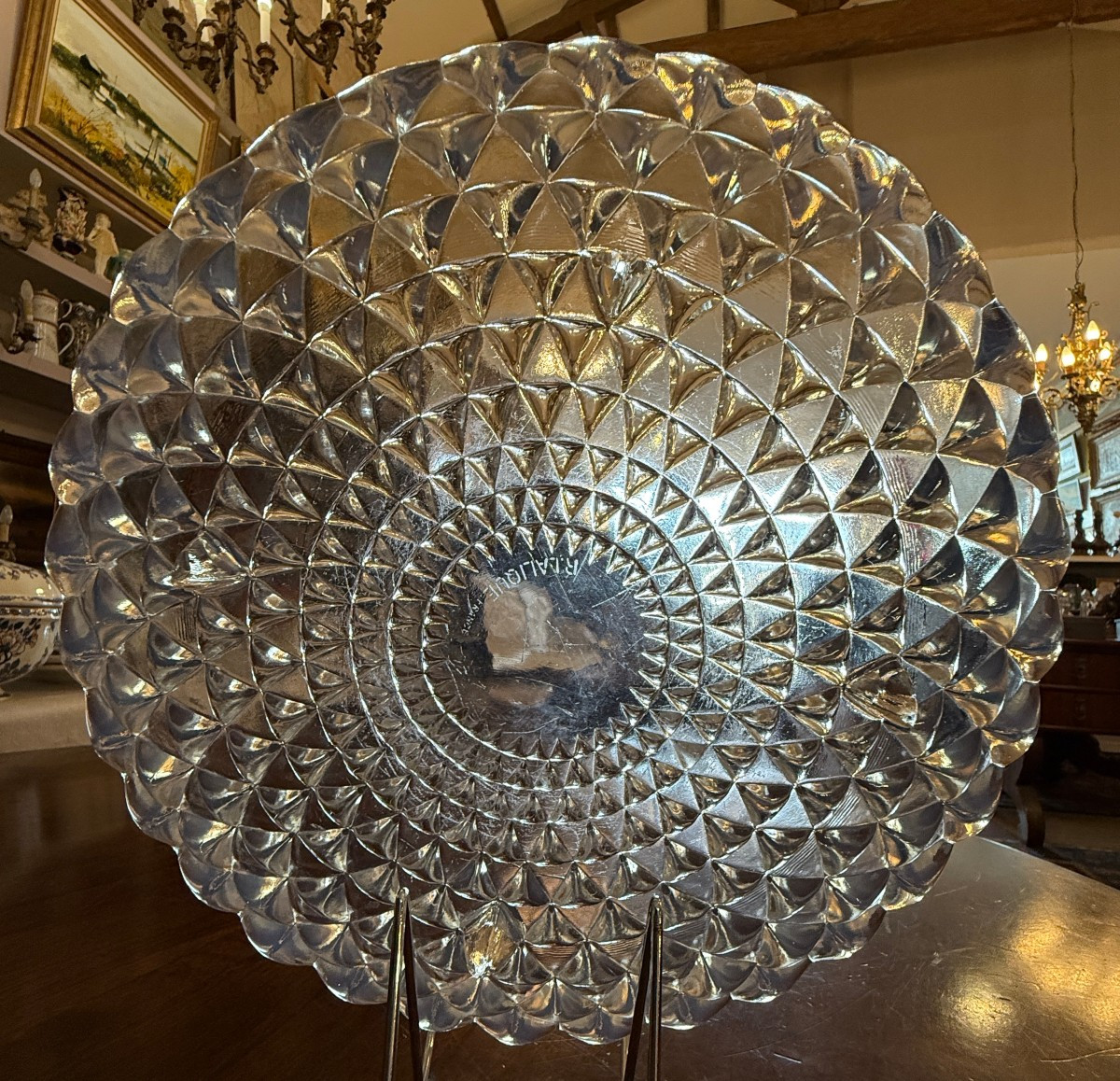 R Lalique coupe Art Déco verre blanc opalescent modèle Rosace 1930-photo-2