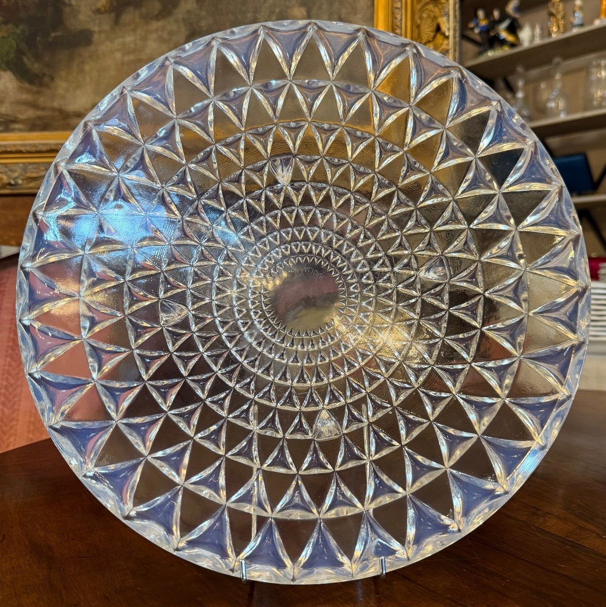 R Lalique coupe Art Déco verre blanc opalescent modèle Rosace 1930