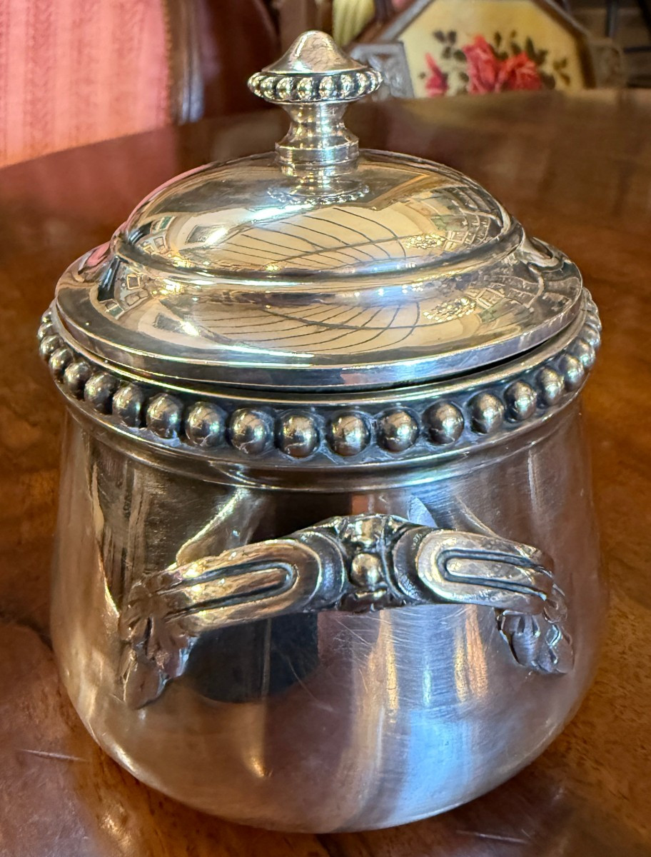Solid Silver Tea And Coffee Set, Pearl Model, Goldsmith Hénin & Cie, Late 19th Century-photo-3