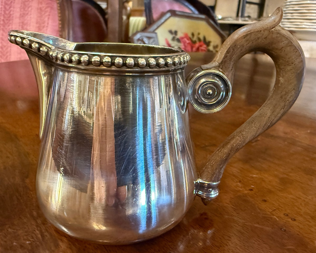 Solid Silver Tea And Coffee Set, Pearl Model, Goldsmith Hénin & Cie, Late 19th Century-photo-4