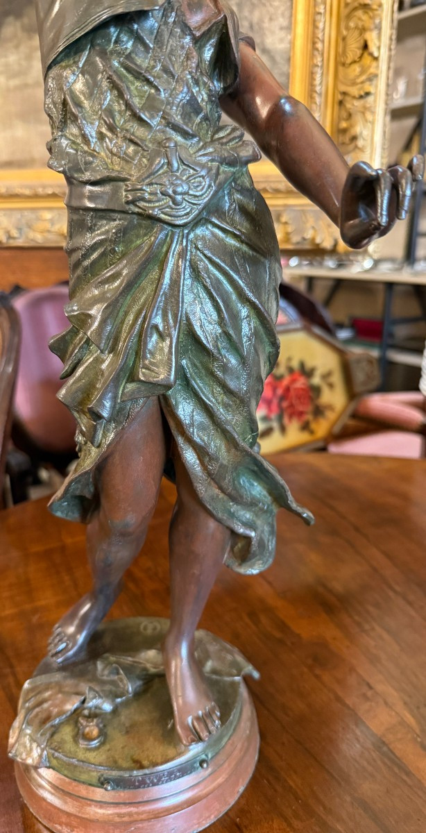 Sculpture bronze femme  Twea danseuse aux castagnettes par Georges Coudray fin XIXème-photo-3