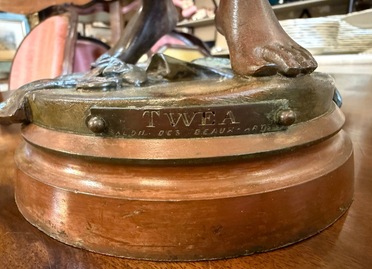 Sculpture bronze femme  Twea danseuse aux castagnettes par Georges Coudray fin XIXème-photo-6