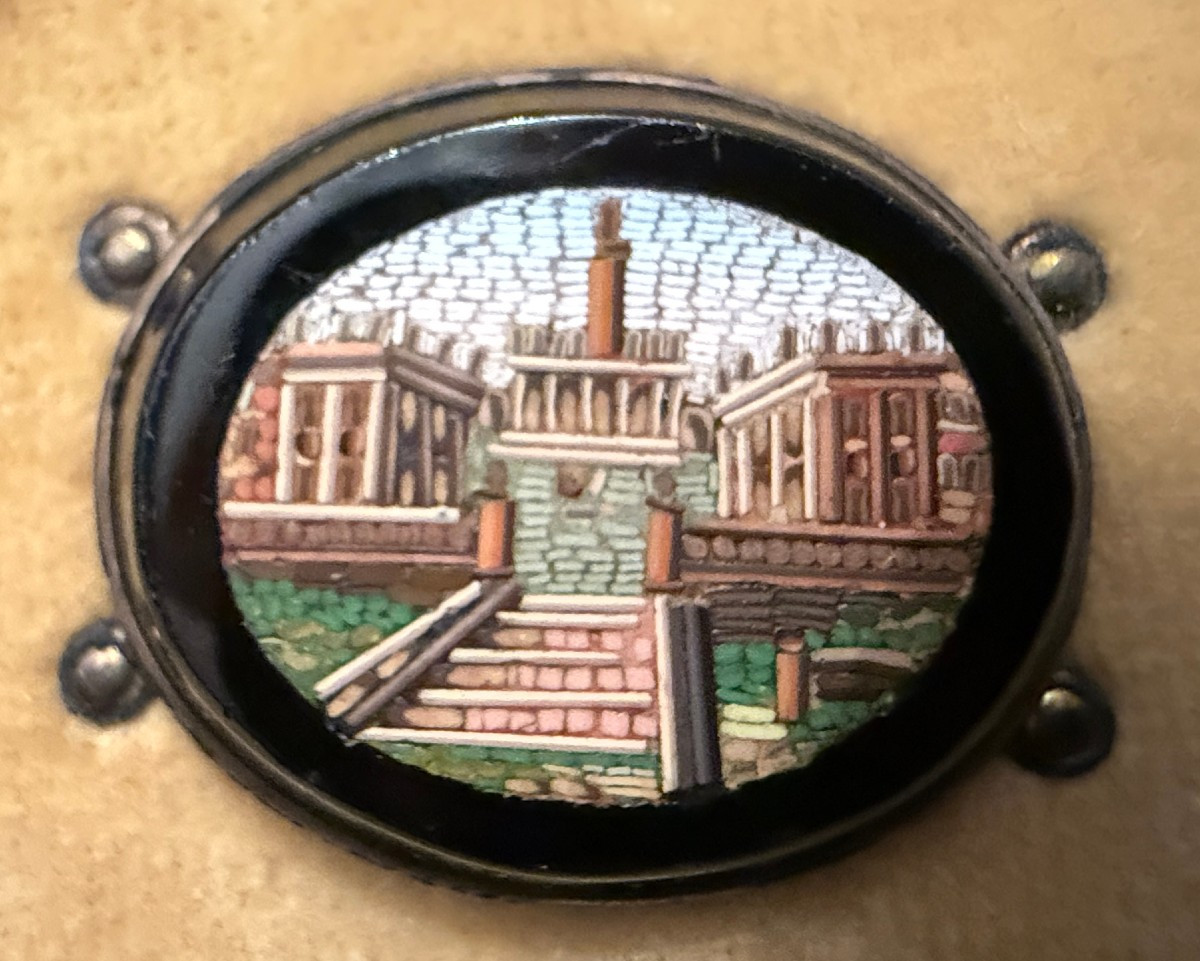 Trois micro mosaïques monuments de Rome souvenir du Grand Tour XIXème-photo-3