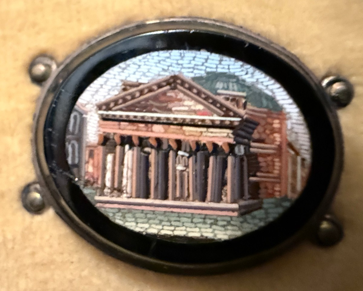Trois micro mosaïques monuments de Rome souvenir du Grand Tour XIXème-photo-4