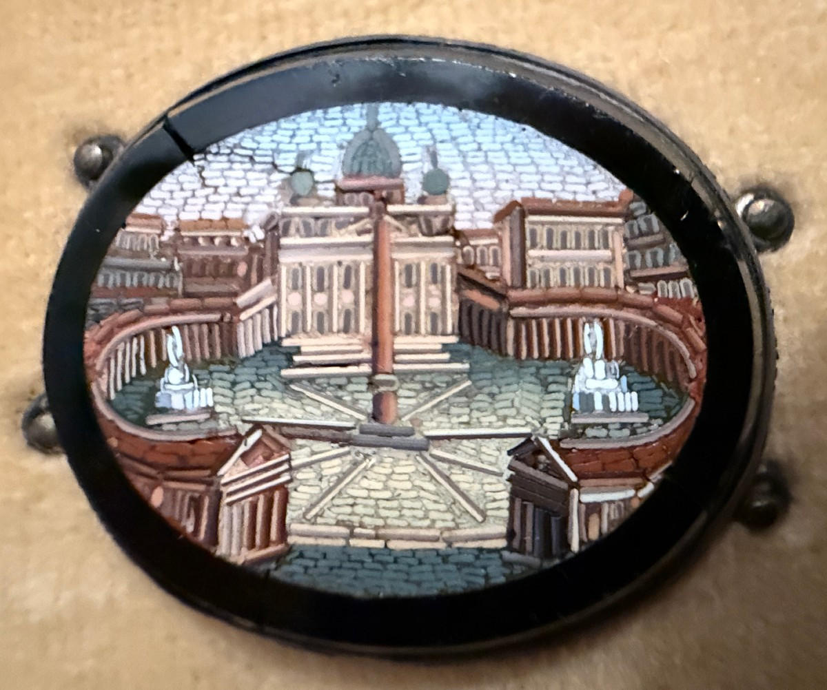Trois micro mosaïques monuments de Rome souvenir du Grand Tour XIXème-photo-1
