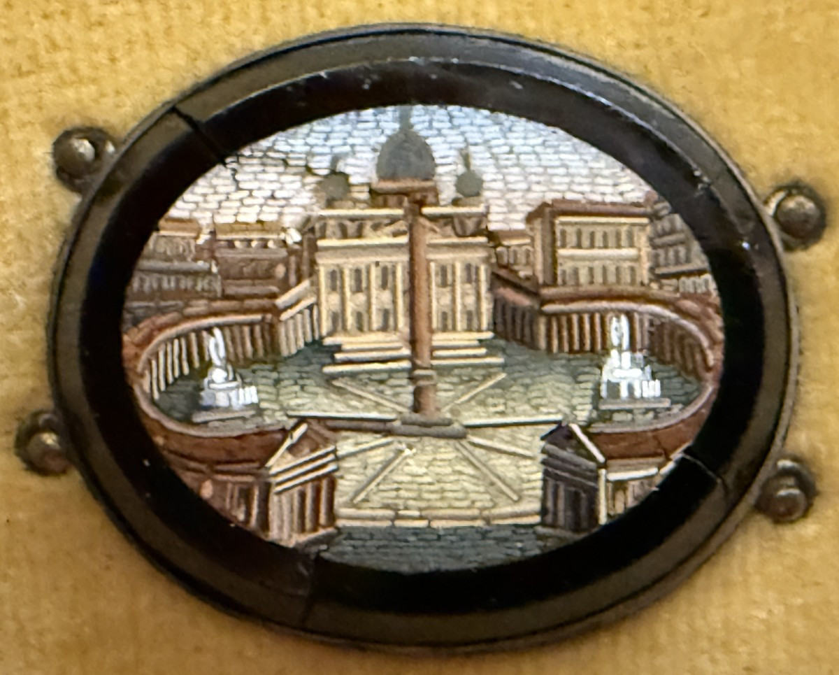 Trois micro mosaïques monuments de Rome souvenir du Grand Tour XIXème-photo-2