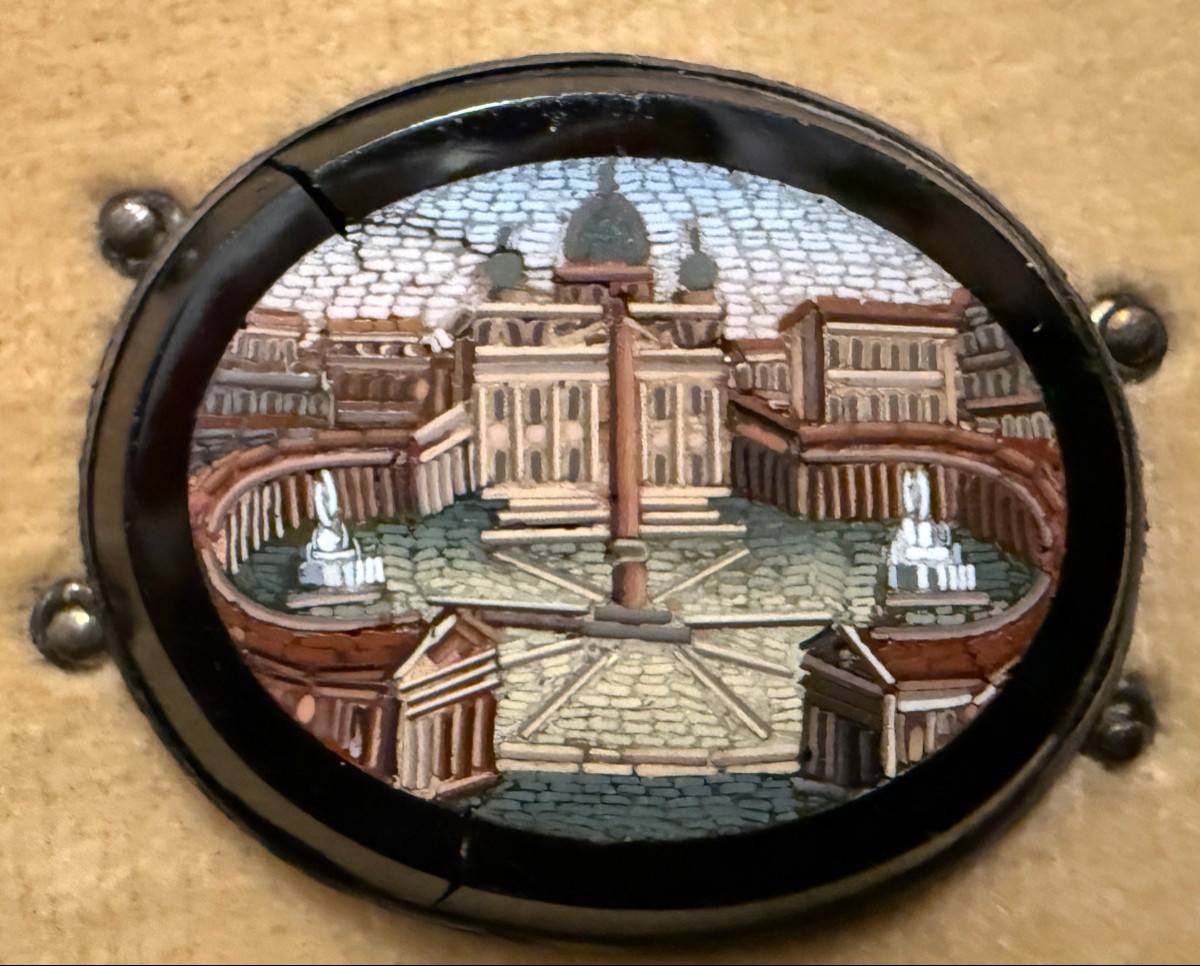 Trois micro mosaïques monuments de Rome souvenir du Grand Tour XIXème-photo-7