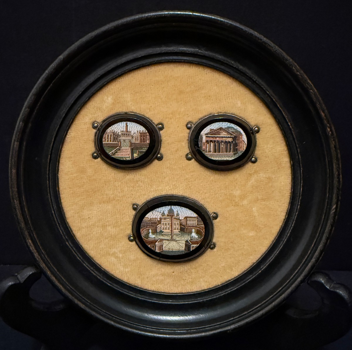 Trois micro mosaïques monuments de Rome souvenir du Grand Tour XIXème