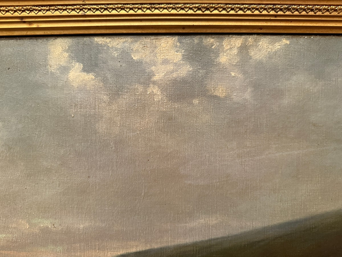Tableau fermière et son troupeau par Malteau  XIXème-photo-4